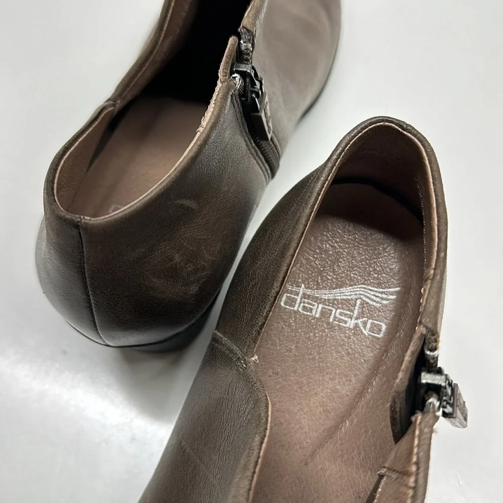 Dansko Raina Ankle Boots Burnished Calf Leather Boot Chestnut Brown Size 36